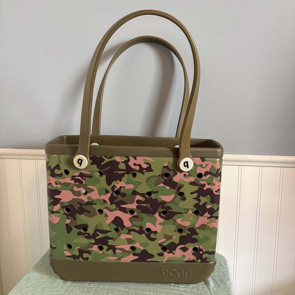 Bogg Bag Baby Tote in Camo with Pink Accents